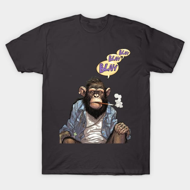 Stoned Monkey Blah Blah Blah Monkey Thoughts T-Shirt by FrogandFog